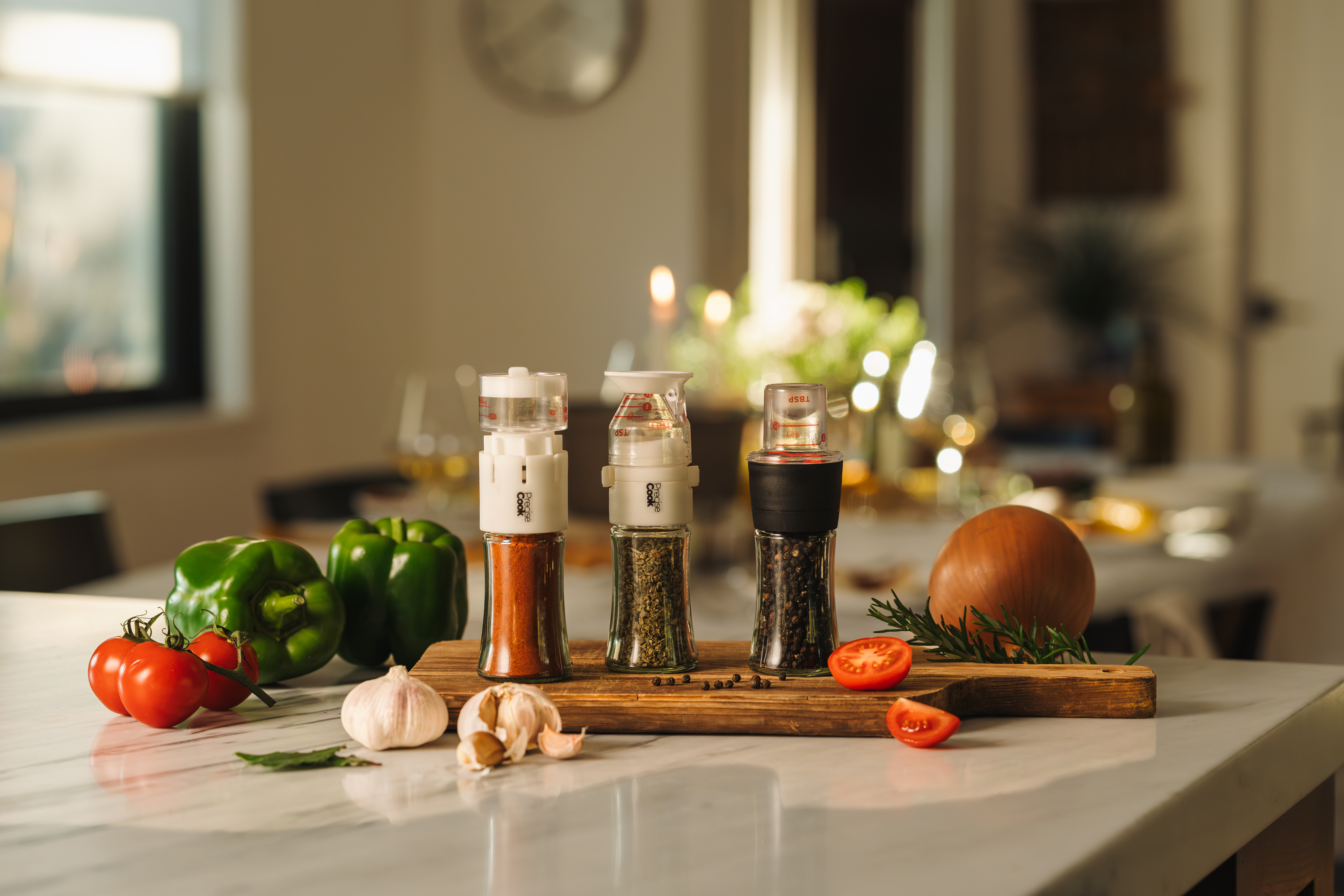 Kitchen counter with Precise Cook spice products